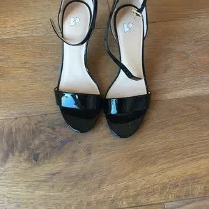 Brass Plum Black Strappy Sandal Heels